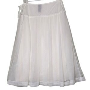 Lilith White Tulle Skirt L Midi Tie Zip Waist A Line Layered Party Wedding Guest